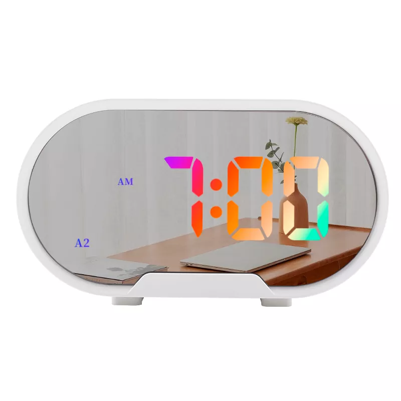 Ceas cu alarmă RGB cu oglindă de birou cu LED de 5,5 inchi